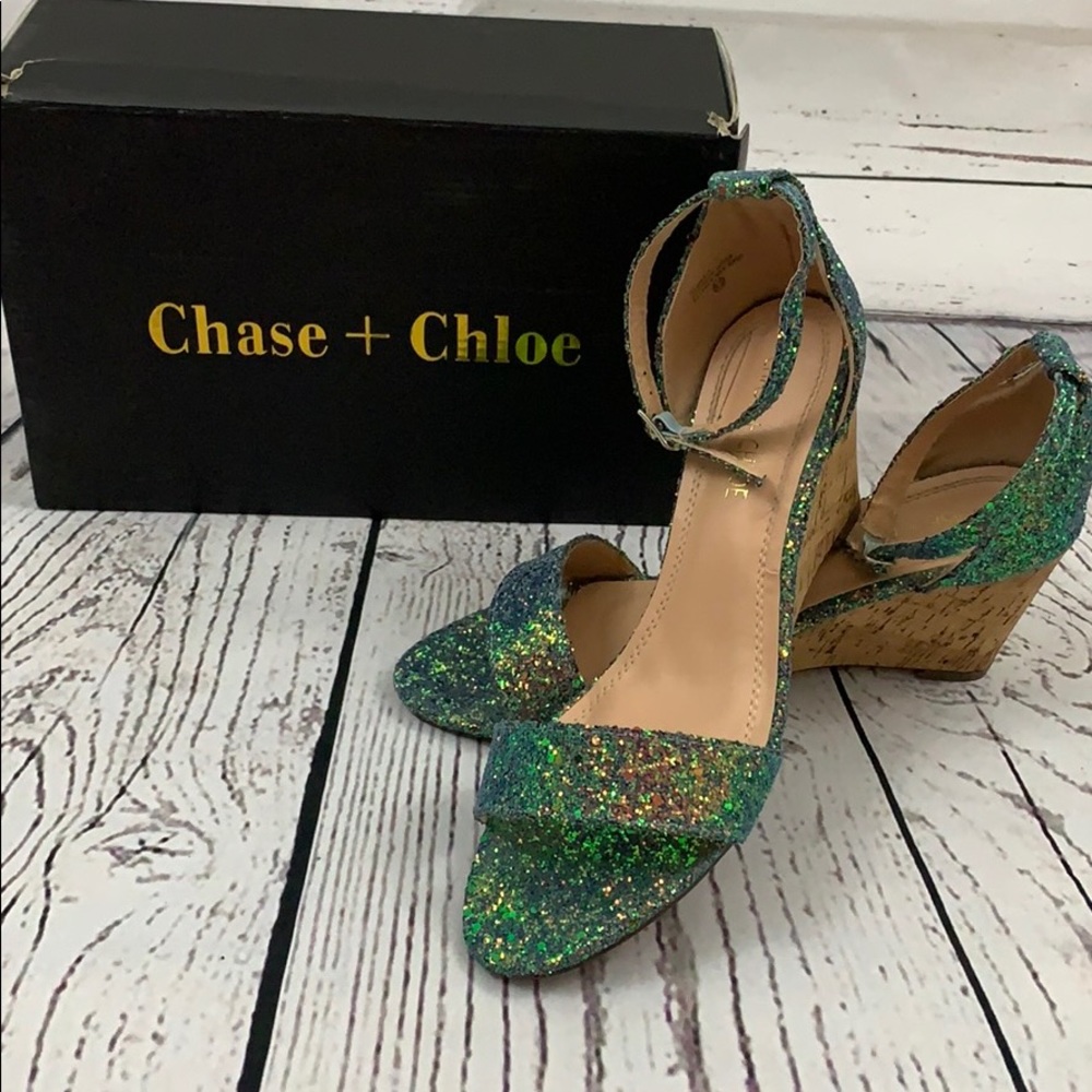 Chase and Chloe blue/green sparkly shoes